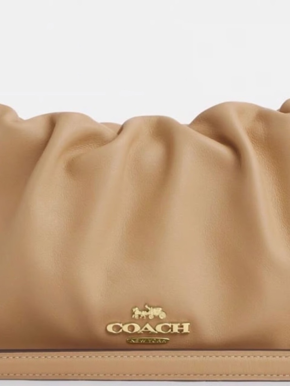Coach Faye Tan/Gold Convertible Leather Bag - Picture 4 of 6